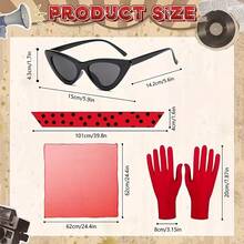 Bộ phụ kiện nữ phong cách rock cổ điển 3 món/4 món/5 món, bộ thời trang thập niên 1950 bao gồm khăn voan, kính mắt mèo, băng đô chấm bi và bông tai, găng tay và khăn quàng cổ. - 1950 - Xem 9