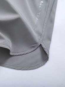 Men's Plus Size Quick-Dry Drawstring Shorts - Elastic Loose Fit Gym Shorts, Suitable For Comfortable Workout And Outdoor Activities Sports - Light Grey - View 6
