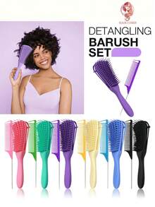 1/2/4件套多功能按摩梳套装，章鱼梳，可蓬松卷发，尖尾梳，适用于所有发质（干/湿），分区梳，便携式梳子，解结梳，理发套装，美发配件套装，美发工具，学习用品，美发饰品，理发工具，适合返校季，情人节礼物 - 均碼 - 查看 4