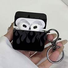 Flame Design Protective Case Compatible With Apple Bluetooth Earphones, Shockproof & Scratch-Resistant Case Compatible With Apple Bluetooth Wave Earphone Charging Case - Black - View 3