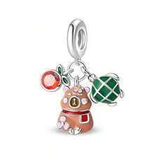 1 Piece Silver-Plated Animal Series Capybara Casual Pendant, Capybara Drinking Milk Tea Bead, Capybara Sprouting Bead, Capybara Carrying Turtle Bead, Dachshund Bead, Pink Bear Pendant Charm, Suitable For DIY Jewelry Making Bracelets And Necklaces, Can Be Used As A Couple's Jewelry Gift. - Multicolor - View 17