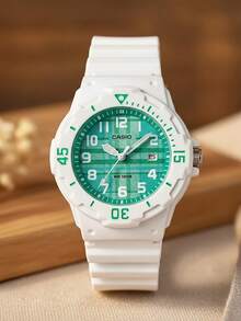 Casio 男女通用石英表，橡胶表带，圆形表盘，适合休闲、运动、户外、街头服饰等场合。 - Teal - 查看 6