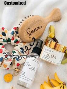 个性化竹制刻字梳，定制伴娘礼物，刻字伴娘木梳，女士礼物，雕花木梳，母亲节礼物，婚礼梳，防静电发梳，便携式发饰，结婚纪念日生日礼物，伴娘礼物，独特节日派对纪念品，多功能，装饰性强，休闲字母，柔软，独特，可定制，个性化，理想的女士礼物，送给女朋友、她、男朋友、朋友 - 彩色 - 查看 5