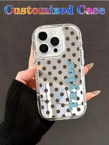 Ốp lưng điện thoại họa tiết chấm bi tối giản, in tên và chữ cái theo yêu cầu, vỏ cứng bảo vệ toàn diện, tương thích với iPhone 11/12/13/14/15/16 17 Pro Max. - Nhiều màu - Xem 7