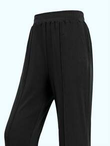 CAMEL CROWN Women's Outdoor Casual Pants, Wide Leg Pants Sun Protection Sweatpants Stretch Loose Breathable Straight Leg Pants Fashion Knit Casual Pants - Phantom Black - View 2