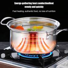 3 Set Stainless Steel Induction Pot With Glass Lid,Suitable For Induction, Vitality, Cooking Pot Compatible With All Heat Sources - Silver - View 2