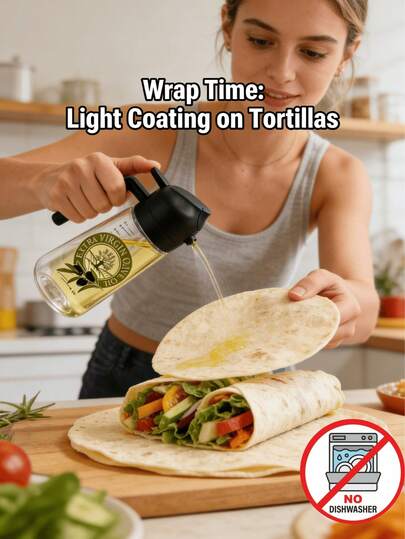 1pc 400ml Large Capacity Customized Pattern Oil Spray Bottle (This Product Is Made Of Plastic, Which May Congeal And Affect The Spraying Performance In Cold Winter. Do Not Put It In The Dishwasher For Cleaning, Otherwise It May Deform And Affect Normal Use!) Kitchen Oil Spray Bottle, Plastic Spray Bottle