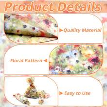 10pcs Floral Themed Decorative Napkins, Size 20x29 Inches, Suitable For Gift Wrapping, Crafting, Weddings, Birthdays, Home Decor, And Parties - Multicolor - View 2