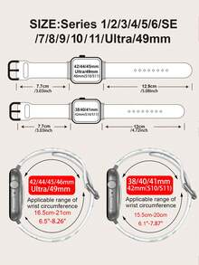 柔软弹性透气浅蓝色花卉图案替换腕带，兼容三星、荣耀智能手表，尺寸：38mm、40mm、41mm、42mm、46mm、45mm、44mm、49mm；时尚休闲硅胶表带，兼容苹果手表 Ultra SE/11/10/9/8/7/6/5/4/3/2/1 - 彩色 - 查看 6