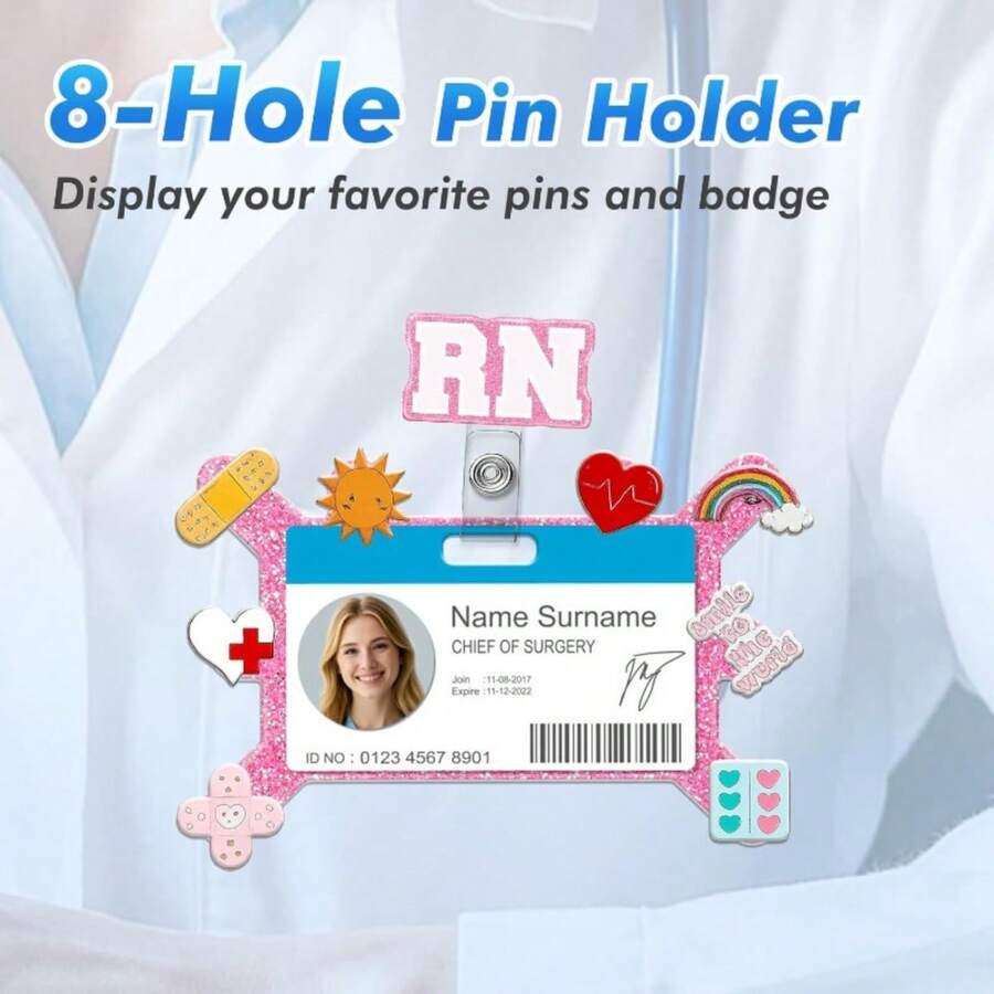 1/3 Krankenschwester Abzeichenclip | Horizontale Nadel Clip Displaykarte, PVC Material, Spezielles Zubehör für Krankenhaus- und Klinik-Pflegearbeit - mehrfarbig - Übersicht 1