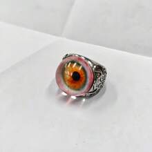 1pc Exquisite Women's Open Ring, Exaggerated Realistic Blood Red Eyeball Design Open Ring, Bold Vintage Ring, Jewelry Women, Western Jewelry - 眼球設計戒指 - 查看 8