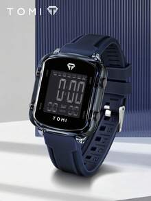 1件 TOMI 极简高科技方形表盘多功能日历手表，运动风格，适合日常佩戴，也是万圣节、圣诞节等节日的礼物之选。 - 藍色 - 查看 1