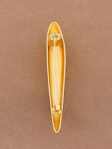 1枚时尚银金几何不对称椭圆胸针，优雅简约金属翻领别针，女士礼物 - 金色和銀色 - 查看 3