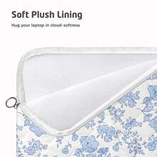 Puffy Laptop Sleeve 13-15.6 Inch Cute Quilted Laptop Protective Case Padded Floral Computer Sleeve For MacBook (B-Dark Blue, 13 Inch) - B-darkblue - View 7