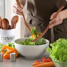 5pcs A Set Wooden Pattern Cooking Spoon & Ladle, Boho Osier Cooking Tool Set For Kitchen, Cooking Utensils - Natural Wood Color - View 4