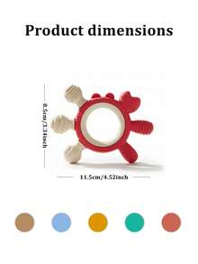 1个螃蟹造型婴儿磨牙玩具，适合0-6个月宝宝，双色硅胶材质。 - 彩色 - 查看 3