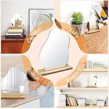 一套可拆卸不对称造型化妆镜，亚克力云朵装饰桌面镜，带木质底座，时尚梳妆镜。可用作首饰托盘，适用于家庭、客厅、卧室、学校等多种场合。卧室装饰，独特设计，现代风格，木质立式镜，化妆镜。（收到后请撕掉镜子上的保护膜，以免损坏） - 不規則鏡子 - 查看 11