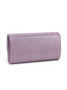 Shiny Evening Clutch, Elegant Fashion Envelope Bag, Ladies Wedding Party Handbag - Purple - View 4