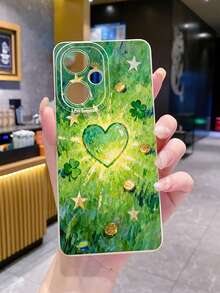 1个绿色爱心图案防震手机壳，采用UV印刷工艺，兼容三星/Galaxy/Infinix/Redmi/OPPO/VIVO/Realme安卓机型 - 米色 - 查看 7