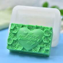 Heart Rose Shaped Brick Silicone Mold, DIY Candle Mold - White - View 2