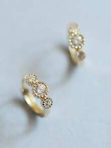 1pc S925 Sterling Silver Rhinestone Navel Ring, Delicate & Versatile, Luxury Style Suitable For Women - Single - View 2