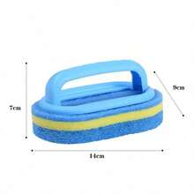 1pc Ergonomic Hand-Held Sponge Scrubber, Dual-Color Design - Multi-Functional Manual Cleaning Brush, Suitable For Bathtub, Kitchen, Bathroom - Applicable For Cleaning Tiles, Pots And Stains, Bathroom Accessories - Multicolor - View 9
