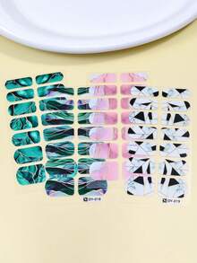 4pcs Tie Dye Nail Art Stickers, Marble Pattern Nail Decals For Women, Self-Adhesive Nail Stickers, Easy To Use - Multicolor - View 3