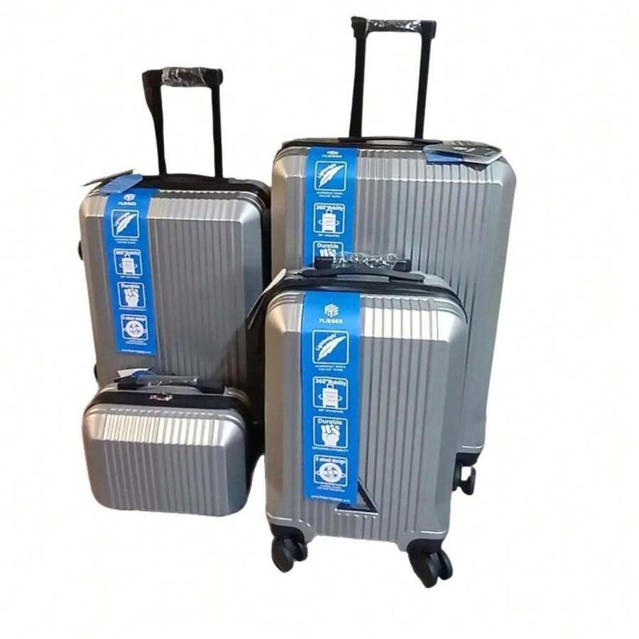 Lightweight 4Pcs Trolley Set PP ABS Hard Shell TSA Lock 8 Spinner Wheels - Sliver - View 1
