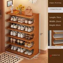 5/6 Tier Bamboo Shoe Rack - Freestanding Shoe Organizer, Suitable For Room Decor, Home Decor, Wardrobe Storage, Shoe Storage, Multi-Layer Shelf, Minimalist Shelf, Desk Shelf. Freestanding Shoe Rack, Suitable For Entryway, Wardrobe, Hallway, Multi-Function Hall Shoe Rack, Easy To Assemble - Multicolor - View 15