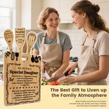 JIASLING Daughter Cutting Board Set, Bamboo-Made Engraved Utensil Set Birthday Gifts For Daughter, Daughter Christmastmas Gifts - Brown - View 4