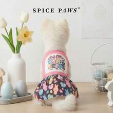 1pc Pet Dog Dress, Easter Pink Candy Bunny Print Pet Dress, Suitable For Small/Medium Dogs & Cats, Holiday Pet Costume, Easter Gift - Pink - View 6