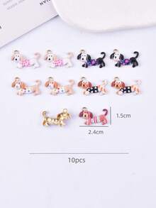10pcs Mixed Animal Pet Dog Metal Alloy Pendants, Suitable For Women Jewelry DIY Crafts - Multicolor - View 5
