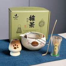 5pcs/Set New Creative Ceramic Cartoon Matcha Tea Set, Including Matcha Whisk, Matcha Bowl, And Tea Spoon - A Complete Tea Making Tool Set - Multicolor - View 2