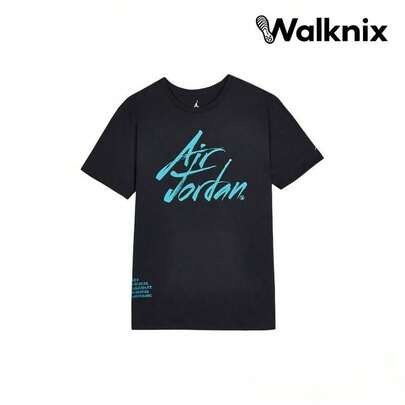 Jordan Air Printed Letter Crew Neck Casual Short Sleeve T-Shirt Black Tops Men