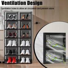 Thick Transparent Shoe Box With Lid, Foldable & Stackable Plastic Shoe Rack Organizer - Waterproof, Space-Saving Storage For All Shoe Types - Ideal For Foyer, Bedroom, Home, Dormitory - 黑色-12 - 查看 9