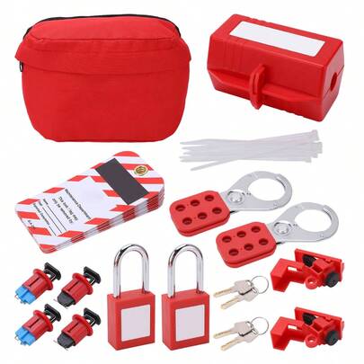 40Pcs Kit de Bloqueo Y Etiquetado de Disyuntores Eléctricos, Candado, Etiquetas Loto, Juego de Cerrojos para la Industria, Automóvil, Industria Química, Energía Eléctrica