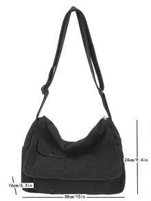 Dedoo Túi đeo chéo cổ điển tối giản bằng vải canvas, túi vải canvas dày dặn đã qua xử lý, túi đeo vai đa năng dung tích lớn, phù hợp cho học sinh, đi làm, du lịch ngắn ngày, túi xách đường phố đơn giản. - màu đen - Xem 3