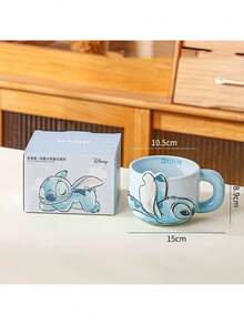 Disney 陶瓷生日礼物马克杯，情侣水杯，家用史迪奇办公杯，高性价比史迪奇陶瓷马克杯，办公饮水杯，大容量情侣水杯，可爱牛奶杯，浮雕矮款大容量马克杯 - 彩色 - 查看 4