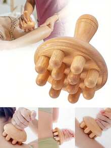 1pc 12-Tooth Massage Comb, Natural Wooden, Home Portable Massager, Full Body Meridian Brush, Chest & Leg Massage - Multicolor - View 2