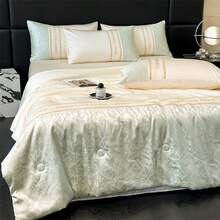 Juego de cama de verano de cuatro piezas de Tencel, manta fresca de seda de hielo, manta de aire acondicionado - Vides pequeñas - Melocotón blanco energético - Ver 9