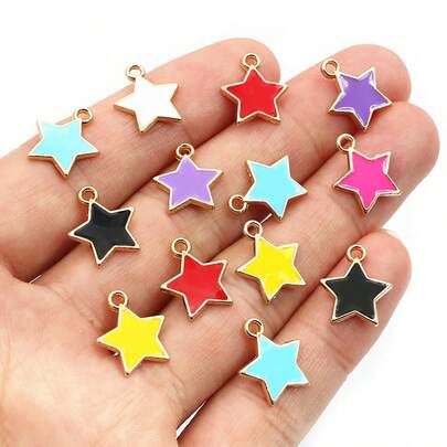 30pcs 14x12mm Enamel Star Charms Pendant Alloy Metal DIY Jewelry Making Accessories Findings For Earrings Necklace Bracelet