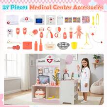 Kids Doctor Play Set W/Faucet Sink ECG Monitor Body Parts Diagram Clock - Pink - View 7
