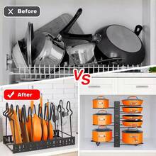 Aimall Multi Layer Storage Rack For Pots, Kitchen Pot Lid Rack, Adjustable Pot Rack, Storage Rack, Vertical Multifunctional Countertop Storage Rack - Black - View 11