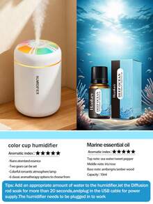 1个迷你USB车载加湿器，ABS多功能夜灯冷雾加湿器，室内香薰加湿器，USB供电，2种工作模式，7色LED氛围灯，自动关机，静音喷雾，日常加湿，便携式精油香薰机，车载空气净化器，适用于家居装饰、办公室、客厅、汽车及女性礼物 - 多色 - 查看 10