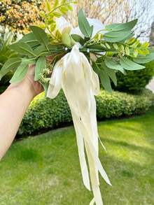 1件婚礼车后视镜装饰花，婚礼车门把手蝴蝶结装饰花束，婚礼椅装饰，派对装饰 - 彩色 - 查看 7