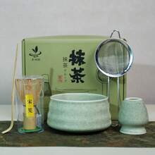 抹茶茶具套装，抹茶碗，宋代风格陶瓷泡茶用具，专用抹茶碗，全套，家用/茶室适用 - 彩色 - 查看 16