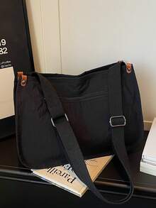 Lightweight And Casual Large Capacity Nylon Bag, New Fashionable And Versatile Shoulder Bag, Simple Sports Crossbody Bag - Black - View 6