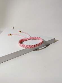 1pc Casual & Fashionable Handmade Braided Wave Pattern Bracelet Suitable For Women's Daily Wear - Red - View 12