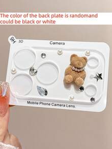 Protector de lente de cámara transparente con base de cristal y diseño de oso lindo en 3D, compatible con iPhone 17 Pro Max/17 Pro, capa protectora clara y duradera, cubierta de lente de cámara aplicable para uso diario, oficina y hogar, a prueba de agua, a prueba de golpes, resistente a arañazos - Oso marrón claro perlado - Ver 6