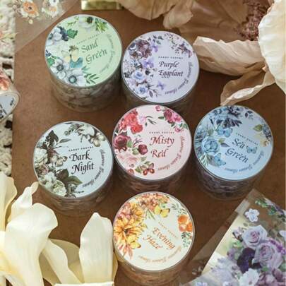 6 Rollen Floral Washi Tape Set, Sleep Garden Serie - dekorative transparente Klebebänder, geeignet für Planer, Tagebücher und DIY-Basteleien, elegante botanische Muster